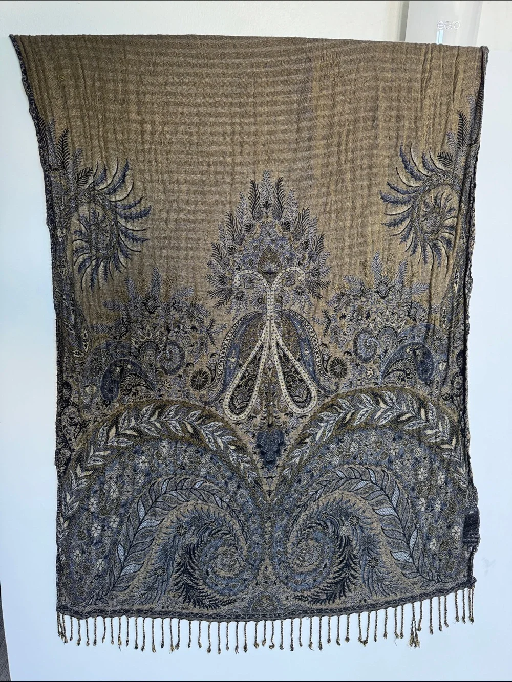 Black & Gold Paisley Pashmina Scarf Shawl Wrap For Music Festival